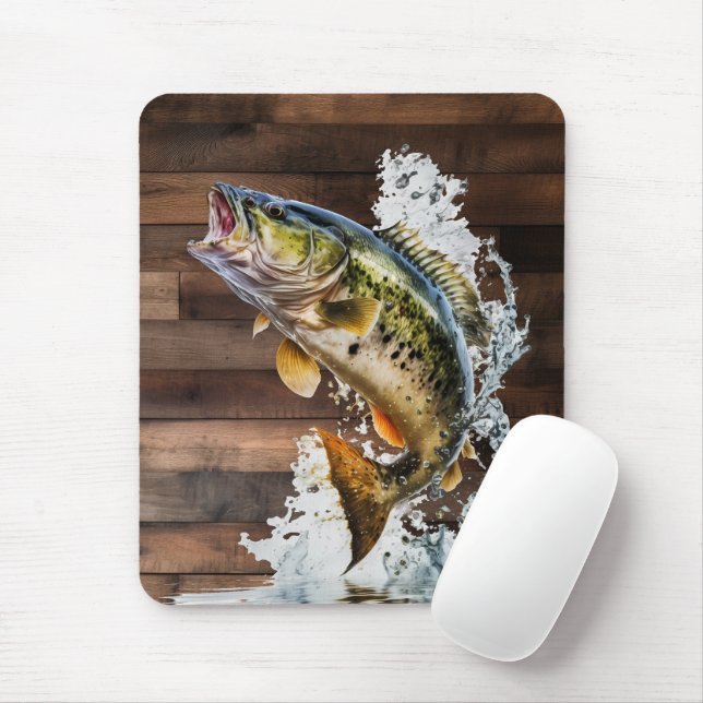 Jumping Bass Gone Fishing Mousepad (Mit Mouse)