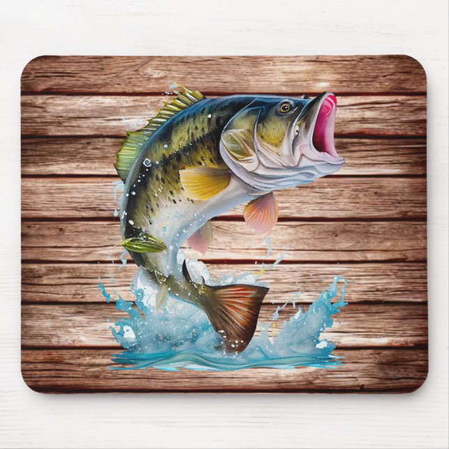 Jumping Bass Gone Fishing Mousepad (Vorne)