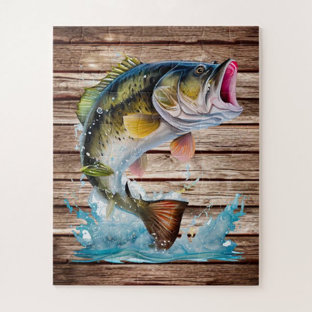Jumping Bass Gone Fishing Puzzle (Vertikal)