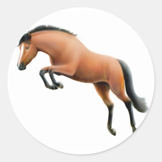 Jumping Bay Horse Sticker (Vorderseite)