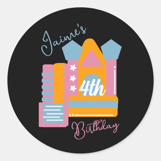 Jumping Bouncy Rental Party House Geburtstag Runder Aufkleber (Vorderseite)