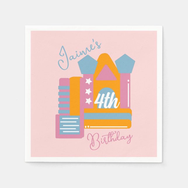 Jumping Bouncy Rental Party House Geburtstag Serviette (Vorderseite)