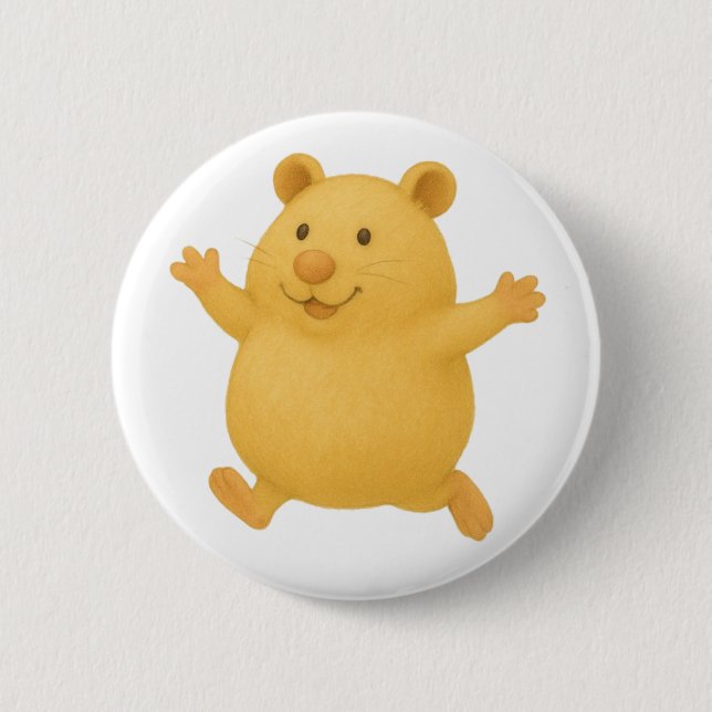 Jumping Cream Hamster Button Badge (Vorderseite)