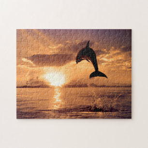 Jumping Dolphin in Sunset, Jigsaw Puzzle