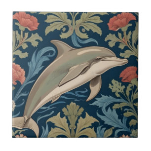 Jumping Dolphin William Morris Stil Direkt gegenüb Fliese