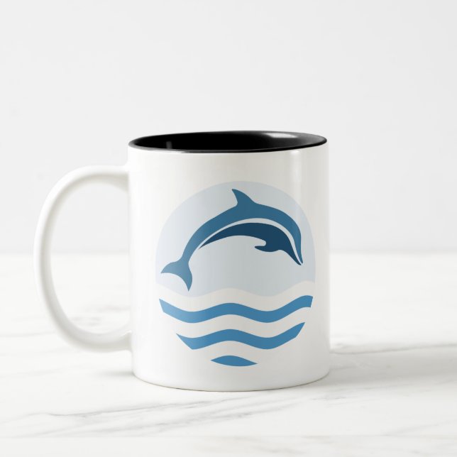 Jumping Dolphin Zweifarbige Tasse (Links)