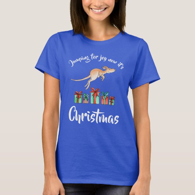 Jumping for joy Kangaroo Weihnachts-T - Shirt (Vorderseite)