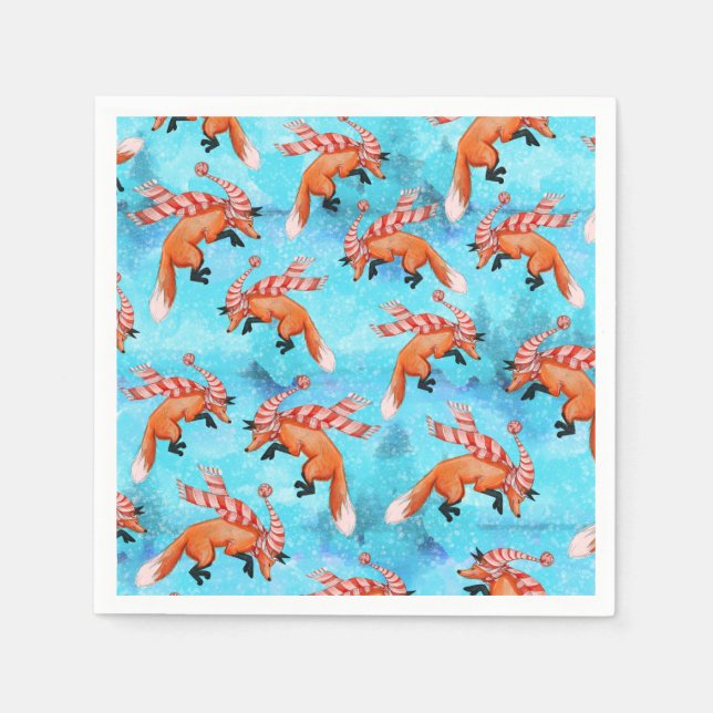 Jumping Fox Paper Napkin Serviette (Vorderseite)
