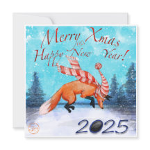 Jumping Fox Xmas Card