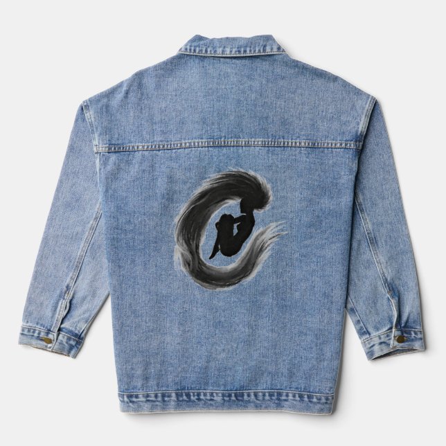 Jumping Frauen Emotionen Denim Jacket Jeansjacke (Rückseite)