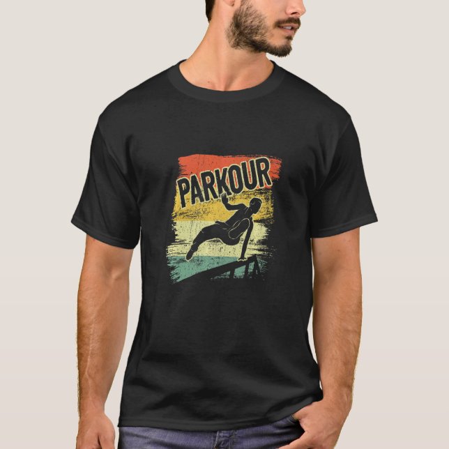 Jumping Freestyle Free Runner Traceur Retro Parkou T-Shirt (Vorderseite)