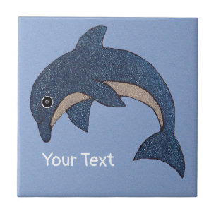 Jumping Glittery Dark Blue White Dolphin Swirl Aug Fliese