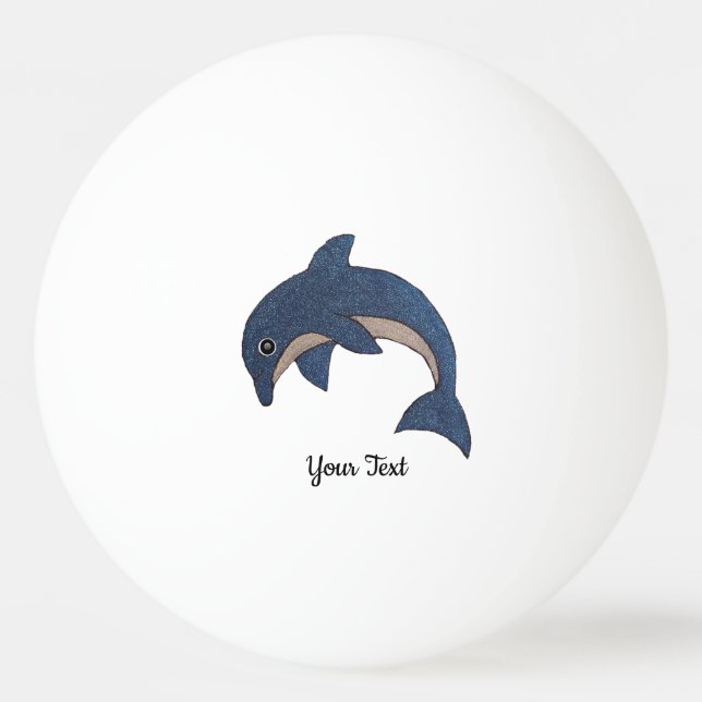 Jumping Glitzer Look Dolphin Dunkelblau und Weiß Tischtennisball (Vorderseite)