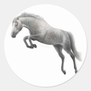Jumping Gray Horse Sticker