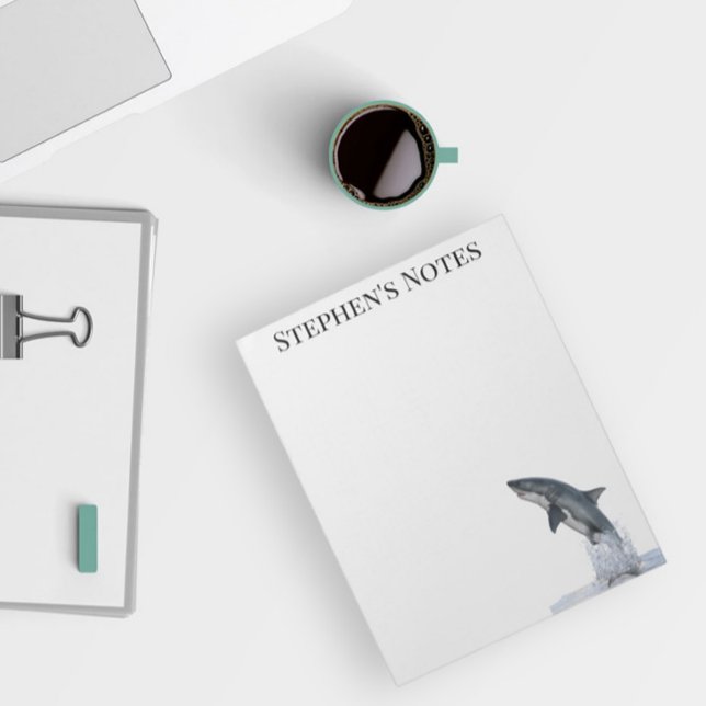 Jumping Great White Shark Personalisiert Notizblock (Von Creator hochgeladen)