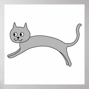 Jumping Grey Cat. Poster