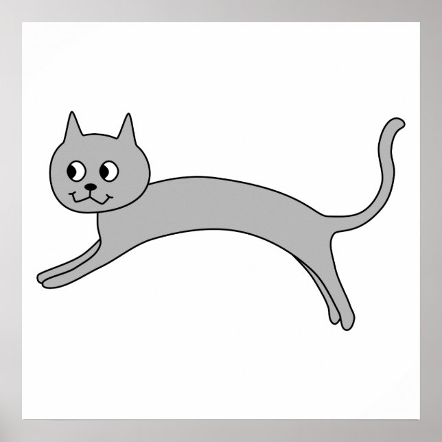 Jumping Grey Cat. Poster (Vorne)
