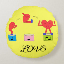 Jumping Heart in Liebe: Gelb Rundes Kissen