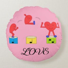 Jumping Heart in Liebe: Rose-farbig Rundes Kissen