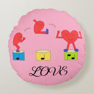 Jumping Heart in Liebe: Rose-farbig Rundes Kissen