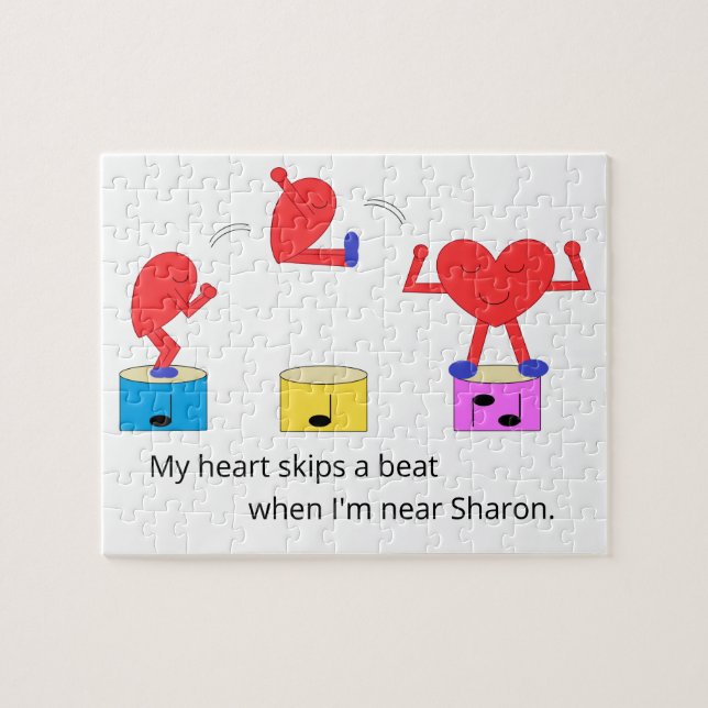 Jumping Heart in Love:  White Puzzle (Horizontal)