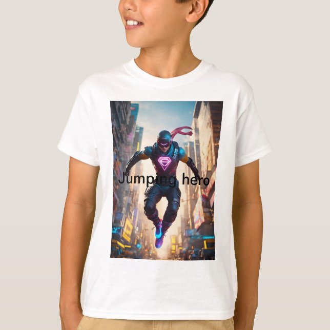 Jumping Held Design Tshirt (Vorderseite)