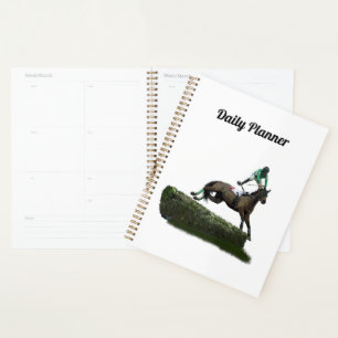 Jumping Horse Jockey in Green Daily Planer