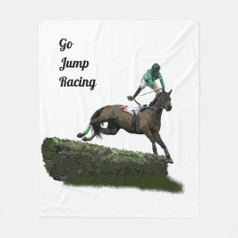 Jumping Horse Jockey in Green Fleece Blanket