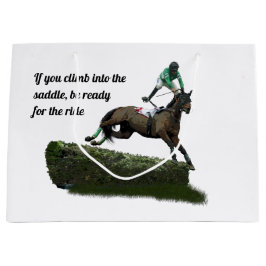 Jumping Horse Jockey in Green Gift Bag Große Geschenktüte