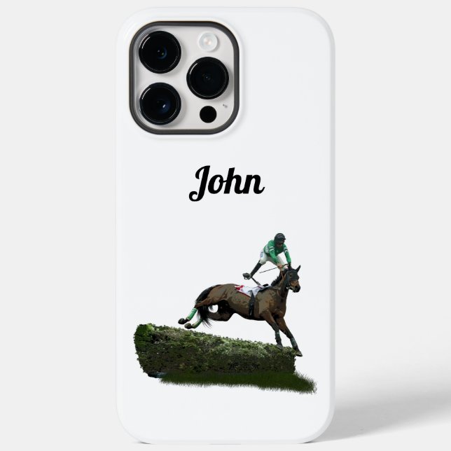 Jumping Horse Jockey in Green iPhone / iPad Fall Case-Mate iPhone Hülle (Rückseite)