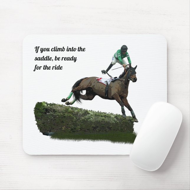 Jumping Horse Jockey in Green Mouse Pad Mousepad (Mit Mouse)