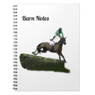 Jumping Horse Jockey in Green Spiral Notebook Notizblock