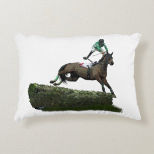 Jumping Horse Jockey in Green Throw Kissen