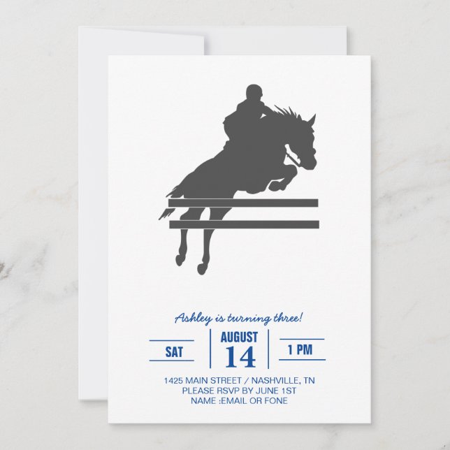 Jumping horse silhouette - Choose background color Einladung (Vorderseite)
