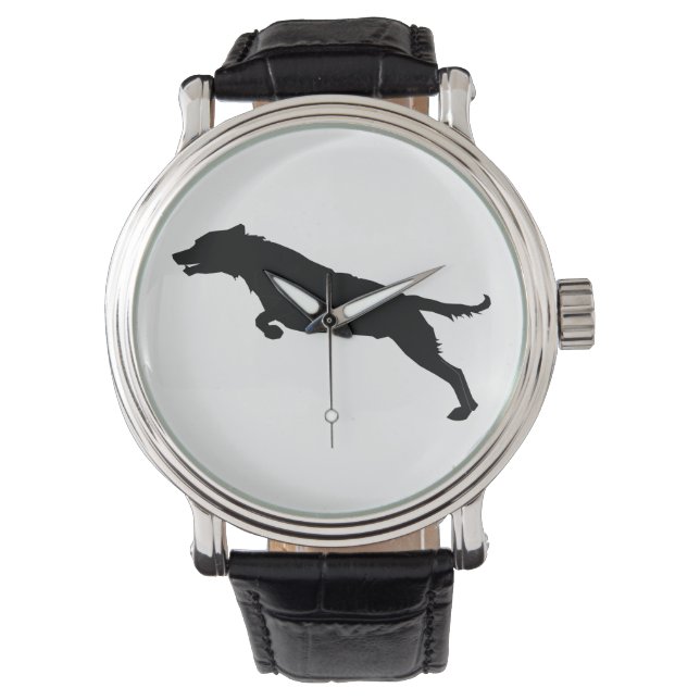 Jumping Hund Silhouette Armbanduhr (Vorderseite)