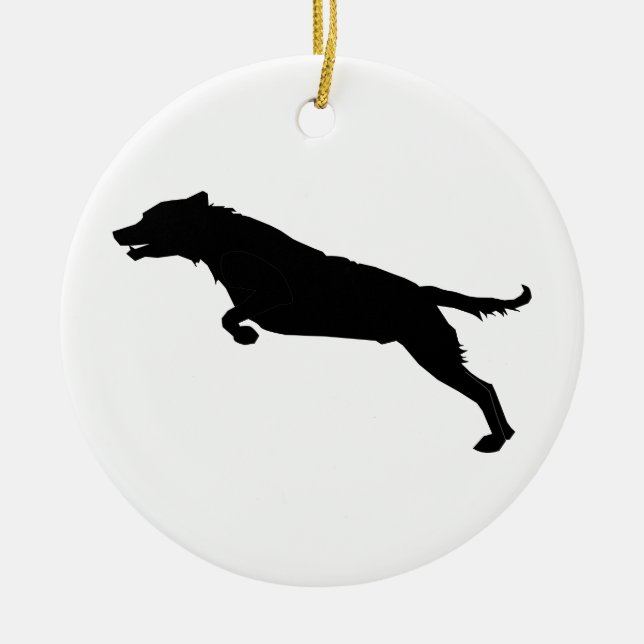 Jumping Hund Silhouette Keramik Ornament (Vorne)