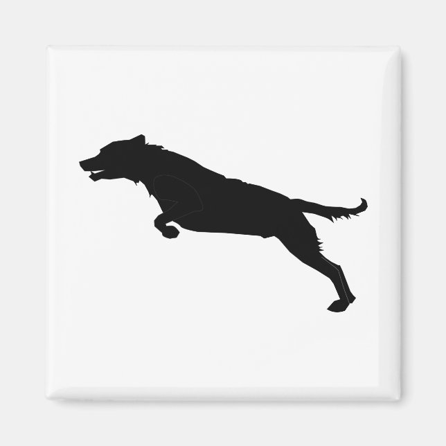 Jumping Hund Silhouette Magnet (Vorne)