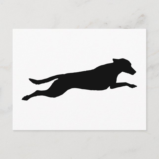 Jumping Hund Silhouette Postkarte (Vorderseite)