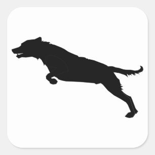 Jumping Hund Silhouette Quadratischer Aufkleber