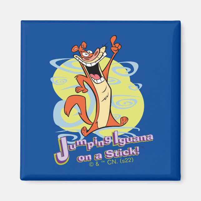 Jumping Igauna auf einem Stick!™ Magnet (Vorne)