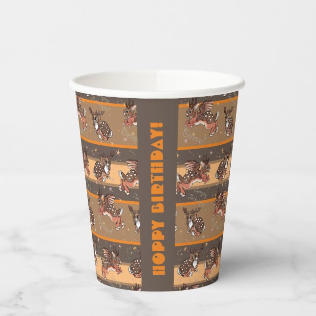 Jumping Jackalope Hoppy Birthday Pappbecher (Links)