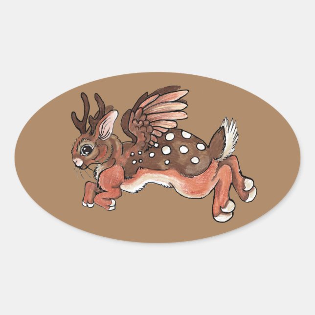 Jumping Jackalope/Worpletinger Ovaler Aufkleber (Vorderseite)