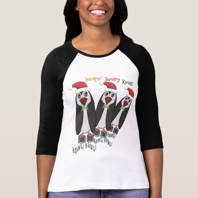 Jumping Jiminy Christmas - Funny Penguins Sweatshirt (Vorderseite)