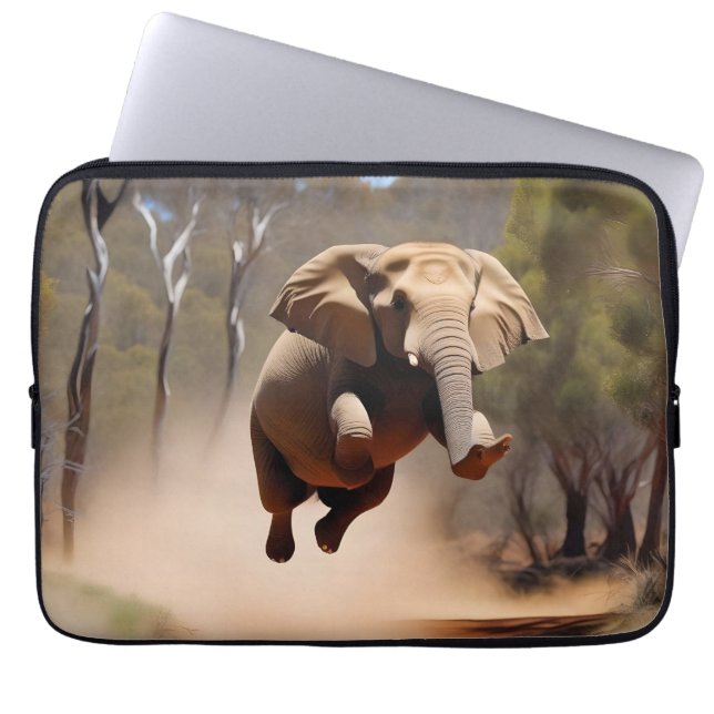 "Jumping Joy: The Animated Elephants' Leap" Laptopschutzhülle (Vorderseite)