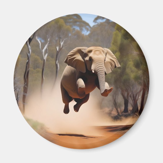 "Jumping Joy: The Animated Elephants' Leap" Magnet (Vorne)