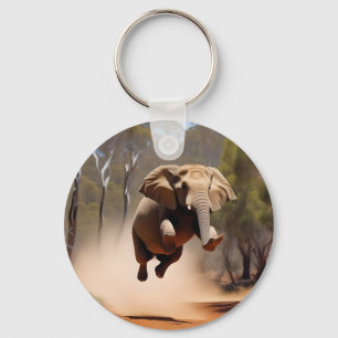 "Jumping Joy: The Animated Elephants' Leap" Schlüsselanhänger