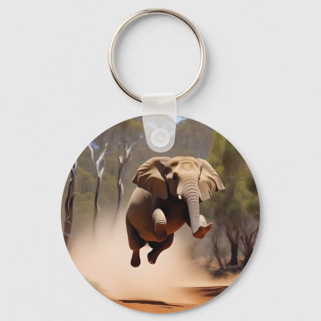"Jumping Joy: The Animated Elephants' Leap" Schlüsselanhänger (Vorderseite)