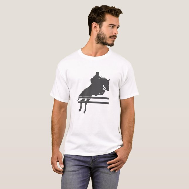 Jumping Pferd Silhouette - Wählen Sie Hintergrundf T-Shirt (Vorne ganz)