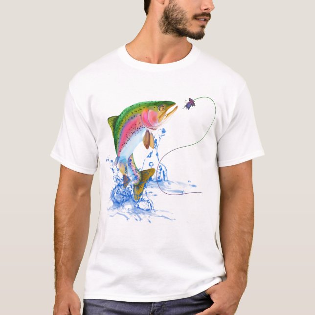 Jumping Rainbow Trout Fishing Lure T-Shirt (Vorderseite)