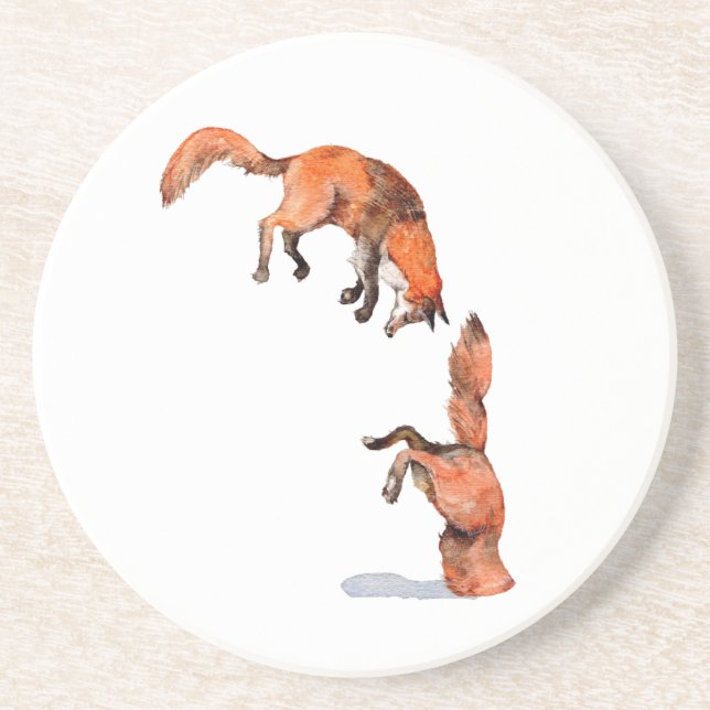 Jumping Red Fox Getränkeuntersetzer (Vorne)